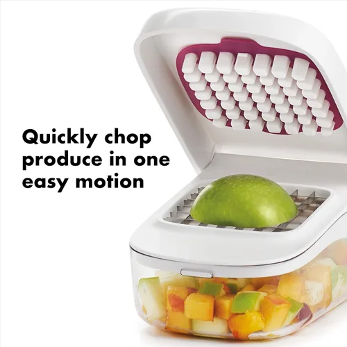Vista 4 de OXO Good Grips - Picadora de verduras y cebollas con apertura fácil de verter, color blanco (paquete de 12)