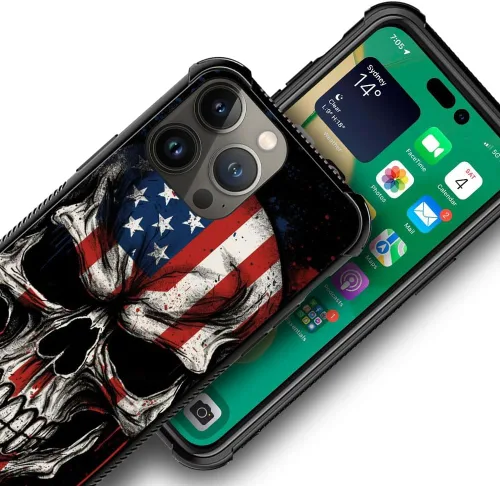 Vista 94 de Funda compatible con iPhone 8, a prueba de golpes, antiarañazos, bandera de ciervos de cola blanca de grano de madera estadounidense