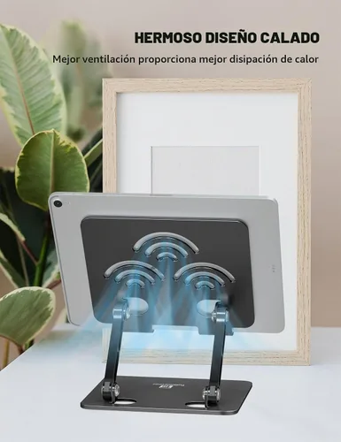 Vista 5 de Soporte Ajustable para Tablet de Escritorio, Soporte de Aluminio Premium para iPads, Tablets, Kindles, Switch, Teléfonos y Todos los Dispositivos