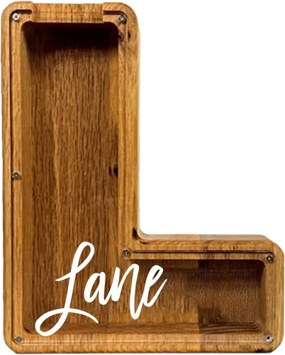 Vista 26 de Alcancía de madera grande personalizada, 7.5 pulgadas, con ventana acrílica fácil de abrir, caja de ahorro de dinero inicial para niños y niñas