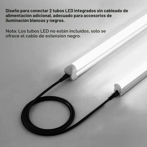 Vista 6 de Cables de extensión T5 T8 negros de 4 pies, cable de alimentación de luz de crecimiento, cables de conexión de lámpara de 48 pulgadas, conectores
