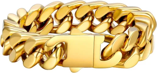 Vista 20 de FaithHeart - Pulsera de eslabones cubanos para hombre, acero inoxidable chapado en plata/negro/oro de 14 quilates, pulseras de eslabones
