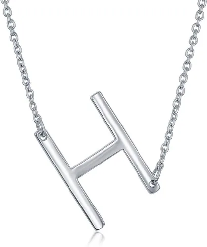 Vista 27 de Dainty Sideways Initial Necklace for Women – Sterling Silver or 14K Gold Plated 20mm Alphabet Letter Pendant
