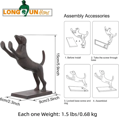 Vista 2 de Sujetalibros decorativos para perros, extremos únicos de hierro fundido con forma de animal para guardar libros resistentes, para decoración