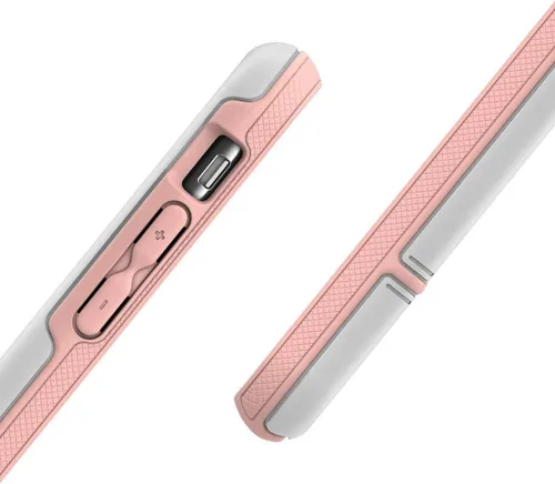 Vista 5 de ENCASED Rebel Armor - Funda protectora para iPhone SE (SE2 SE3 / 2020, 2022) Funda protectora de cuerpo completo (blanco/rosa)