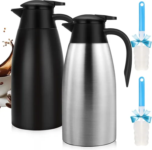 Vista 9 de Jarras térmicas de café de 68 onzas para mantener el calor, jarra térmica de acero inoxidable de 2 litros, jarra aislada al vacío de doble pared