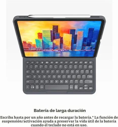 Vista 4 de ZAGG Pro Keys - Funda desmontable y teclado inalámbrico para Apple iPad de 10.2 pulgadas (Gen 9, 8, 7) - Emparejamiento Bluetooth, teclas