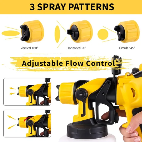 Vista 4 de Pulverizador de pintura con luz LED, pistola de pintura de 1000 W con juntas de limpieza y soplado, pistola de pintura en aerosol de 47.3 fl oz