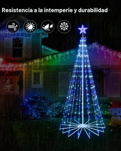 Vista 5 de Árbol de Navidad inteligente para exteriores de 9 pies con control de aplicación