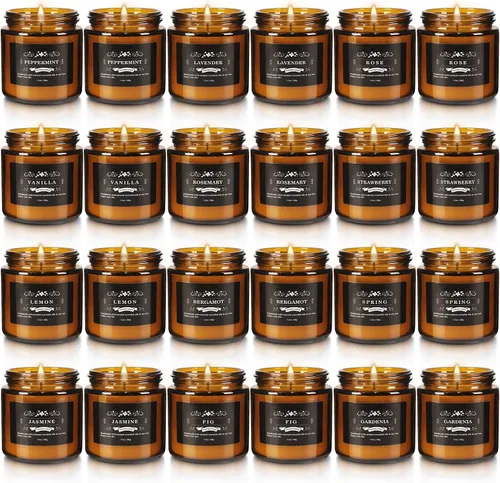 Vista 19 de YOROXRG Juego de 12 velas perfumadas de cera de soja, velas de lata de viaje para el hogar, 3.05 onzas para mamá para Navidad, cumpleaños, Acción