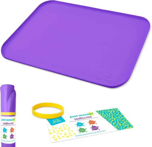 Vista 10 de Just Messin' Tapete de silicona para arte y manualidades, Legos, slime, resina, pintura y fabricación de joyas, protección de mesa con lados
