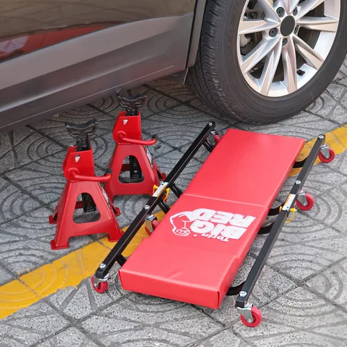 Vista 3 de BIG RED 36" Creeper Acolchado de Garaje/Taller de 2 Piezas con Ruedas, Carrito de Mecánico con Reposacabezas y 6 Ruedas, Rojo TR7565R Torin