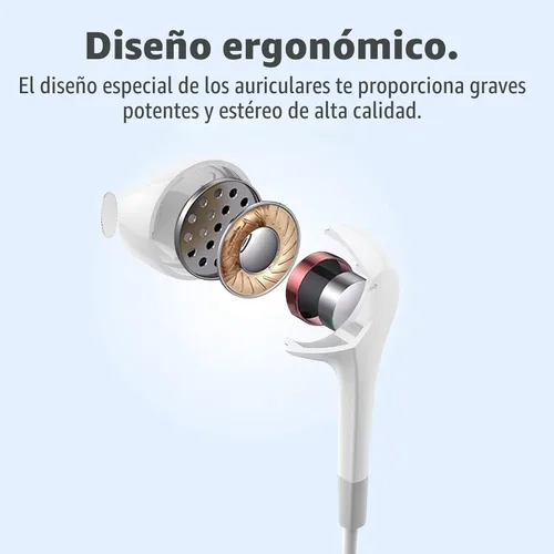 Vista 4 de Auriculares 5 en uno, auriculares con cable con bloqueo de ruido estéreo de graves pesados, micrófono, compatible con iPhone, teléfonos Android