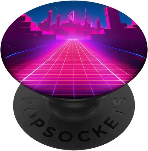 Vista 6 de Retrowave Street 80s Vaporwave Synthwave PopSockets MagSafe PopGrip for iPhone