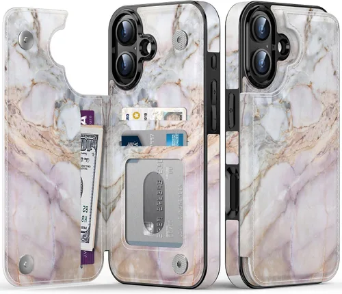 Vista 396 de LETO para iPhone 15 Pro Funda tipo cartera - Tapa tipo folio con patada - Diseños de moda - Tarjetero - Funda protectora para mujeres y niñas - 6.1