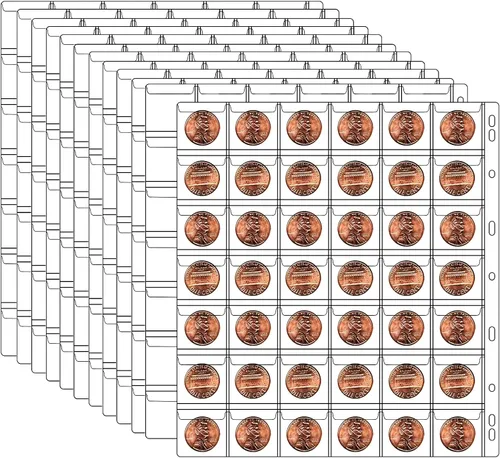 Vista 8 de Páginas de colección de monedas de 10 hojas, página de bolsillo para monedas con 120 bolsillos, fundas para carpetas de monedas con 9 agujeros
