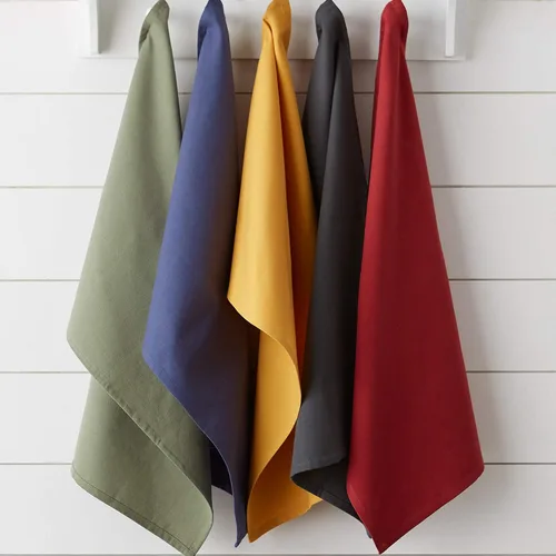 Vista 6 de DII Basic Solid DishTowel Collection - Juego de toallas de cocina de algodón de tejido plano, 18 x 28, rojo granero, 6