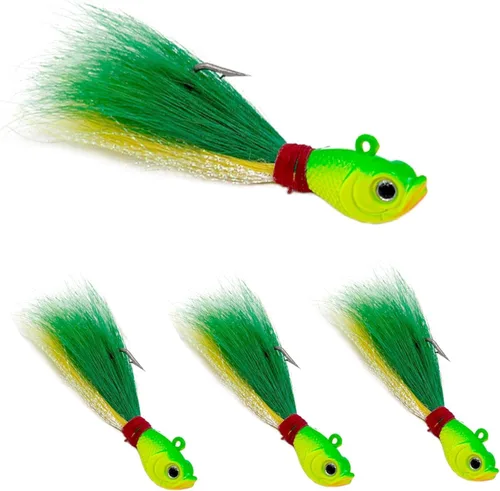 Vista 9 de Bucktail Jigs Saltwater 3Pcs/5Pcs Fish Hair Jig Lure Hooks,Fishing Hair Swimbait Jig Head Deer Hair Jig Surf Fishing for Walleye Striper