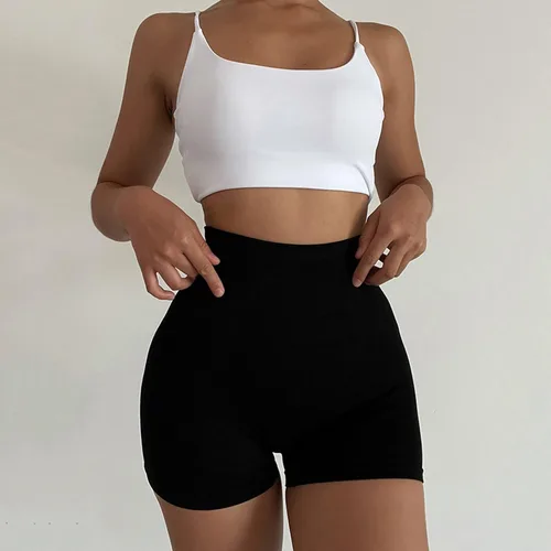 Vista 6 de Pantalones cortos cómodos para mujer, pantalones cortos deportivos sin costuras, pantalones cortos de voleibol, pantalones cortos de tiro alto