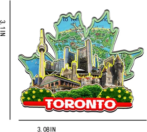 Vista 3 de Imán de Toronto Canadá para nevera de madera 3D, monumentos de viaje, coleccionables, recuerdos, decoración hecha a mano -1304