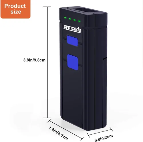 Vista 2 de Symcode Escáner de código de barras Bluetooth, 3 en 1 Bluetooth y USB con cable y escáner de código de barras inalámbrico de 2.4 G, escaneo