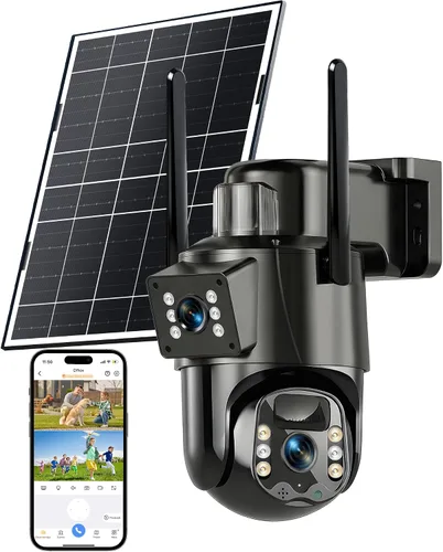 Vista 16 de KEPEAK Cámara de seguridad solar inalámbrica para exteriores, cámara PTZ de triple lente, inclinación panorámica de 360°, visión nocturna a