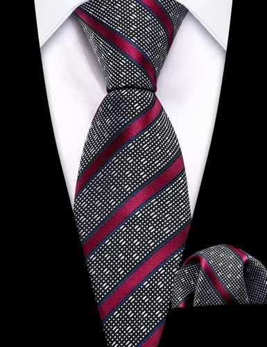 Vista 246 de Barry.Wang Corbata de niño regular seda tejida rayas sólido lazo bolsillo cuadrado