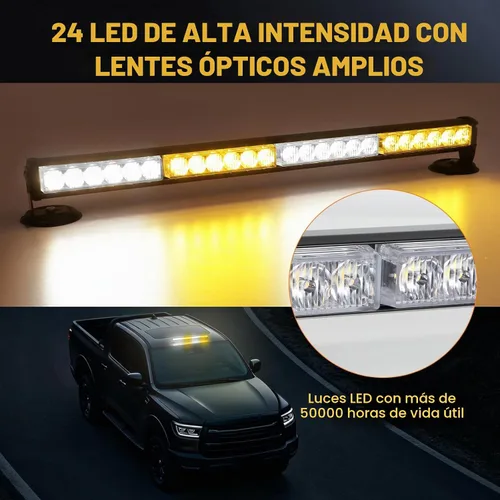 Vista 3 de Barra de luces estroboscópicas LED de emergencia inalámbrica ámbar