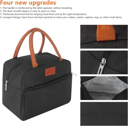 Vista 4 de Ccidea - Lonchera sencilla impermeable, aislada, bolsa grande para llevar comida