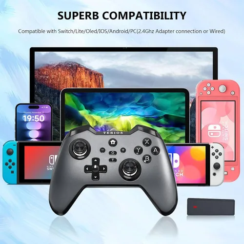 Vista 6 de TERIOS T32 Pro Switch Controller for Nintendo SwitchOledLiteWindows 10, Wireless Switch Controller with Hall Effect JoystickNo DeadzoneNFCLinear