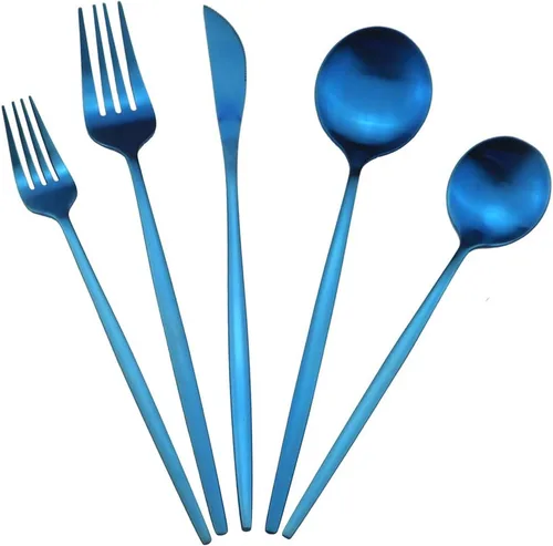 Vista 11 de Juego de cubiertos de acero inoxidable 18/10 con acabado satinado mate, 20 piezas, cuchara, tenedor, cuchillos, cubiertos, servicio para 4