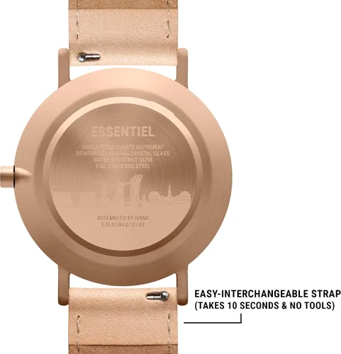 Vista 4 de Larsen & Eriksen Essentiel Reloj de pulsera analógico minimalista de cuarzo 1.378in Resistencia al agua 5 ATM Diseño danés Ensamblado a mano