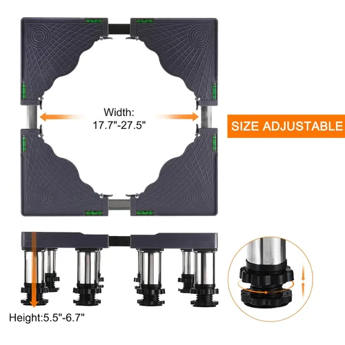 Vista 4 de PATIKIL Mini soporte para nevera, 8 pies fuertes, base de soporte de lavandería, bandeja de base ajustable multifuncional, antivibración