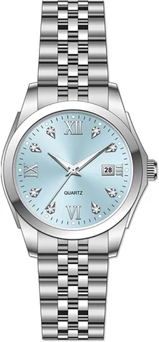 Vista 8 de Reloj de pulsera para mujer, reloj de cuarzo de acero inoxidable, luminoso, impermeable, reloj de negocios para mujer