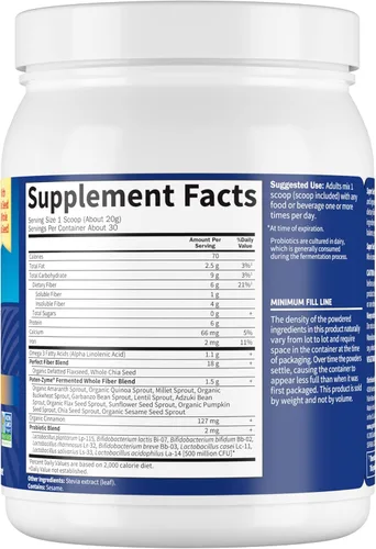 Vista 2 de Garden of Life Super Seed - Suplemento vegetariano de fibra alimenticia integral con proteína y Omega 3, 5 oz (600 g) en polvo