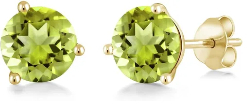 Vista 85 de Gem Stone King Aretes de oro de 14 quilates, 0.236 in, piedra natal redonda, Martini, 3 puntas, aretes de oro para mujer
