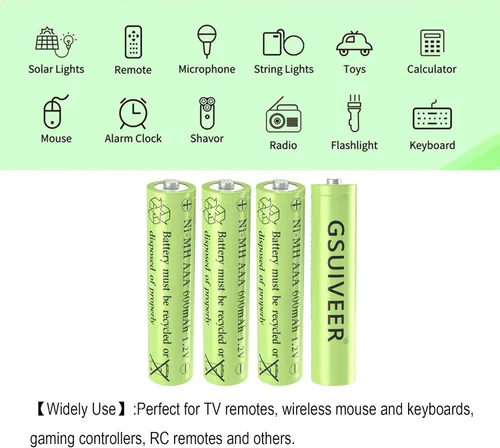 Vista 6 de Baterías de luz solar recargables AAA NiMh 600mAh 1.2V para luces de jardín al aire libre (paquete de 8)