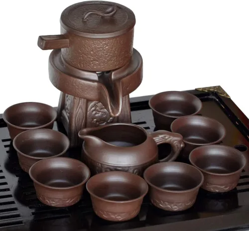 Vista 4 de Tetera 11pcs/set Pot Cup Chinese Gongfu Tea Semi-automático Millstone (negro)