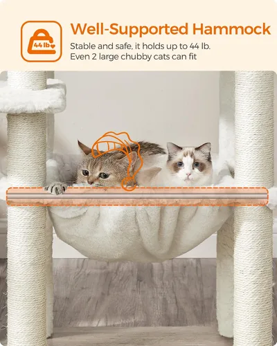 Vista 5 de Feandrea Árbol para gatos, torre moderna de 54.3 pulgadas para gatos de interior, condominio para gatos de varios niveles, felpa ultrasuave, postes