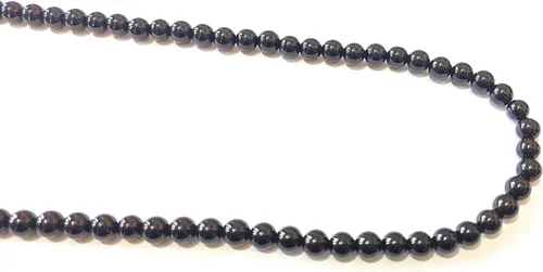 Vista 3 de Juego de collar y pulsera de cuentas graduadas de ónix negro natural, cuentas redondas lisas, cierre de anillo de primavera de plata esterlina, 20