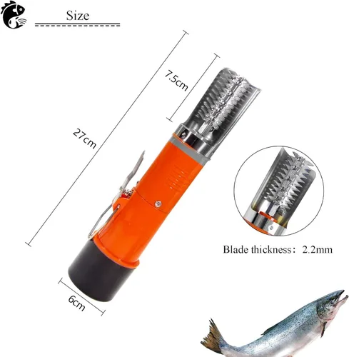 Vista 2 de Potente rascador eléctrico de pescado, limpiador de escamas de pescado inalámbrico, removedor automático de escamas de peces con un escalador manual