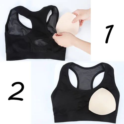 Vista 4 de SERMICLE 4 pares, almohadillas de sujetador cosidas acolchadas para sujetador deportivo AB o CD,DE Copa Beige o Negro, Blanco Opcional