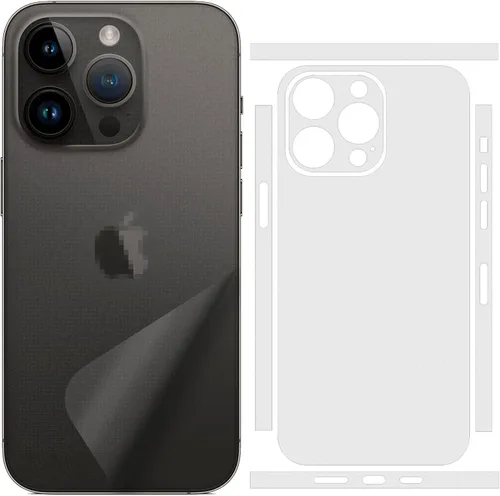 Vista 8 de Paquete de 2 calcomanías para iPhone 15, película protectora de vidrio transparente de fibra de carbono brillante, delgada, ultraligera, protector