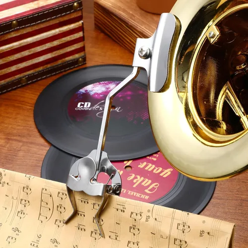 Vista 9 de Trompeta Trombón Clip de partituras Trompetista Lira Partitura Soporte de abrazadera (Plata)