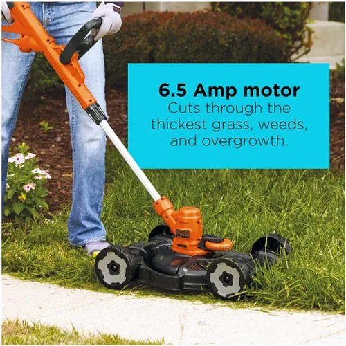 Vista 5 de BLACK+DECKER 3 en 1 Podadora de hierba/de esquina y cortacésped, 6,5 A, 12 pulgadas (MTE912)