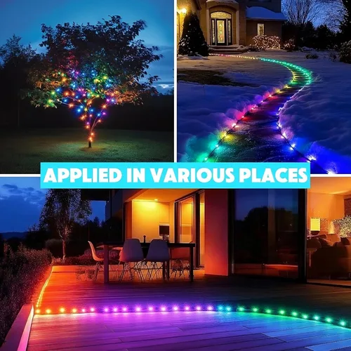 Vista 6 de Luces RGB Permanentes para Exteriores, Luces LED Inteligentes Impermeables para Aleros con Control de Aplicación/Remoto, Impermeables IP67 para DIY