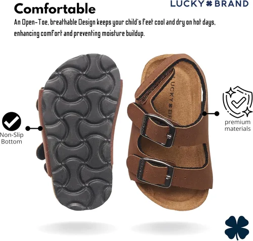 Vista 4 de Lucky Brand Sandalias unisex para bebé, con doble correa y cierre de velcro (niños pequeños)