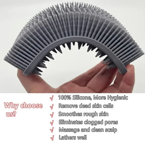 Vista 3 de Paquete de 2 exfoliantes corporales de silicona de doble cara para exfoliación, ducha y masaje del cuero cabelludo, cepillo 2 en 1 para baño