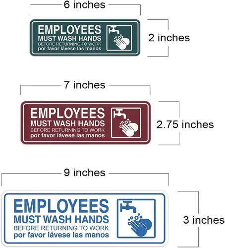 Vista 7 de Standard Employees Must Wash Hands - Letrero para puerta/pared, color negro, pequeño
