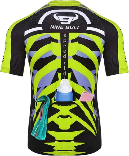 Vista 6 de Conjunto de camiseta de ciclismo para hombre, camiseta reflectante de secado rápido y pantalones cortos de ciclismo acolchados 3D, Spqx-2